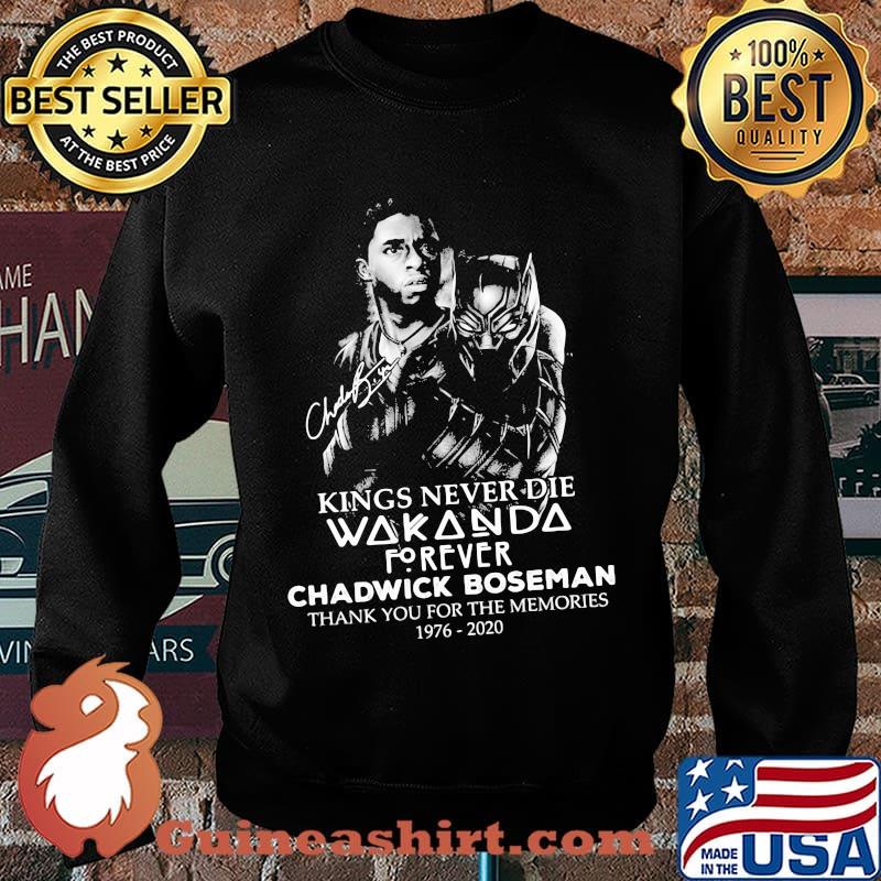 Kings never die wakanda forever rip chadwick black panther thank you for the memories 1976 2020 signatures s Sweater