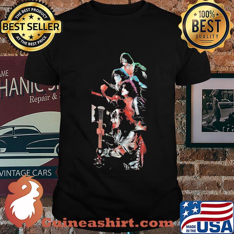 Kiss band members guitar shirt