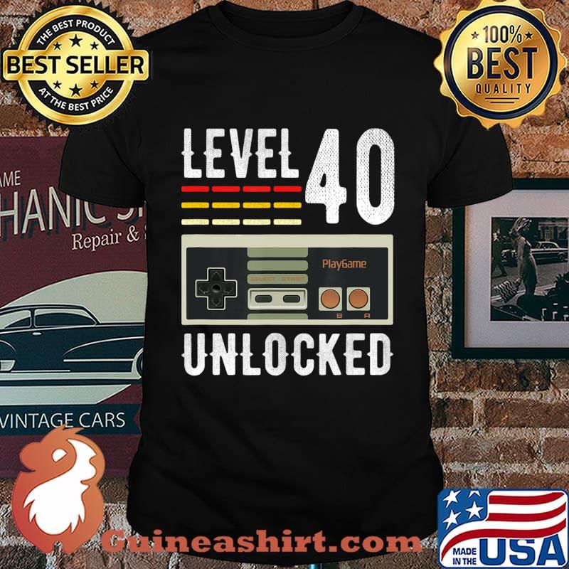 Level 40 Unlocked Birthday Shirt Video Gamer 40th Bday Gifts T-Shirt