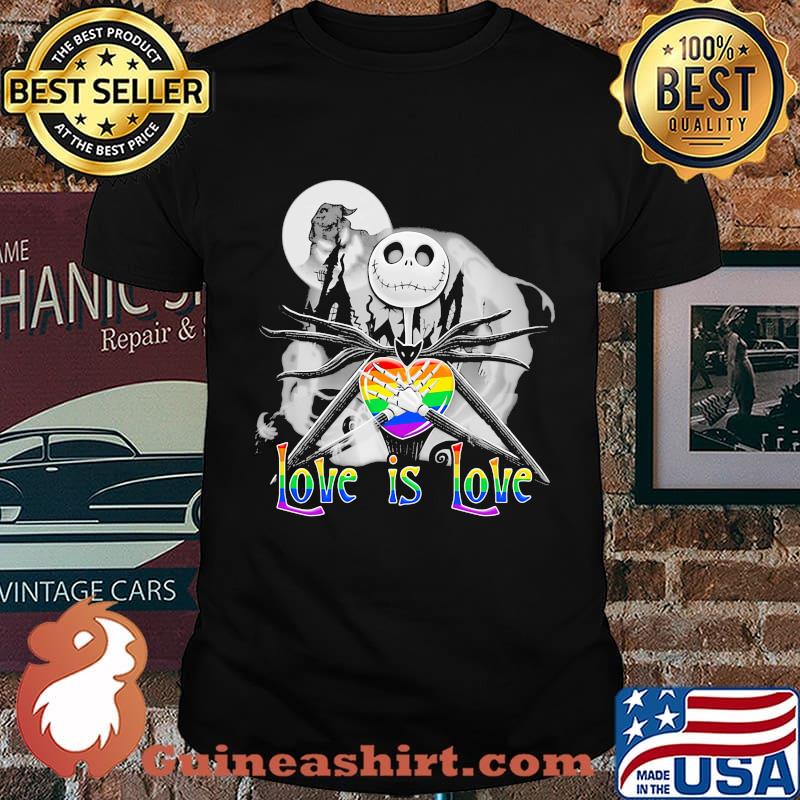 Lgbt jack skellington hug heart love is love shirt
