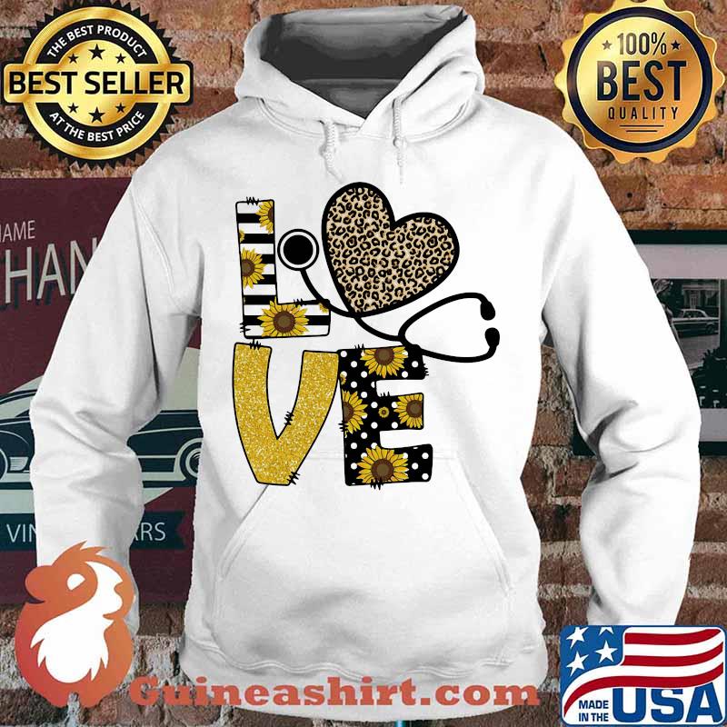 Love Stethoscope Sunflower Leopard Shirt Hoodie
