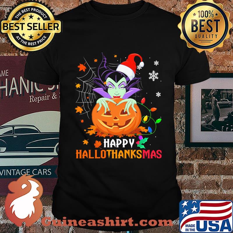 Maleficent happy hallothanksmas halloween thanksgiving christmas shirt