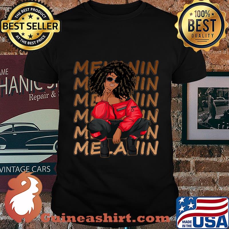 Melanin Afro Natural Hair Queen Cute Black Girl Magic Gift T-Shirt