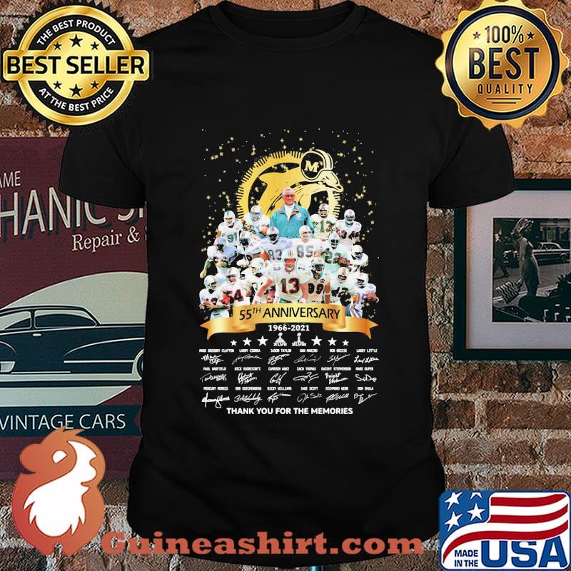 Miami dolphins 55th anniversary 1966 2021 thank you for the memories signatures shirt
