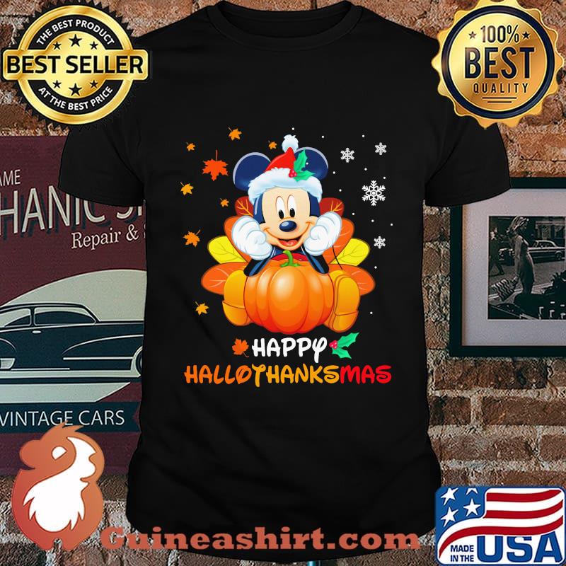 Mickey mouse happy hallothanksmas halloween thanksgiving christmas shirt