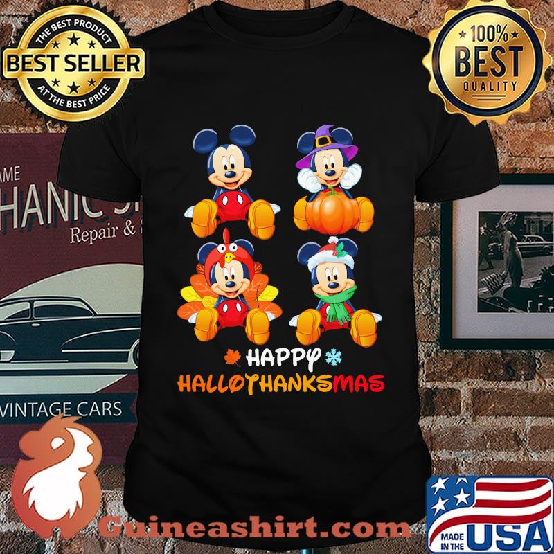 Mickey mouse witch happy hallothanksmas halloween thanksgiving christmas shirt