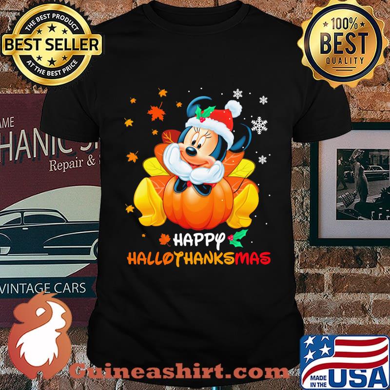 Minnie mouse happy hallothanksmas halloween thanksgiving christmas shirt