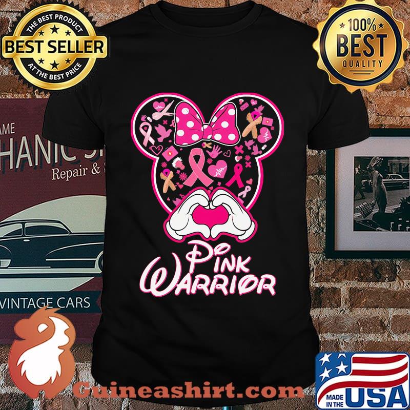 Minnie mouse pink warrior cancer awareness love heart shirt