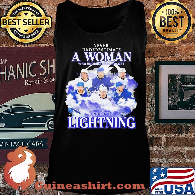 Never underestimate a woman who understands hockey and loves lightning s Tank top