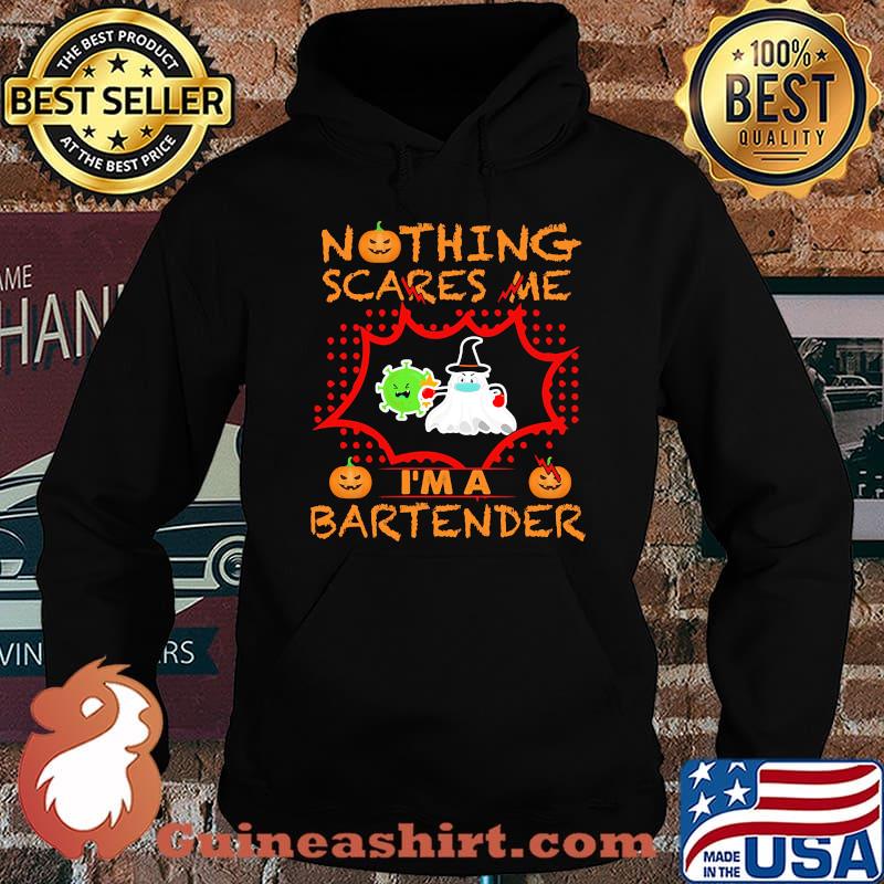 Nothing Scares Me I'm A Bartender Coronavirus Pumpkin Halloween Shirt Hoodie