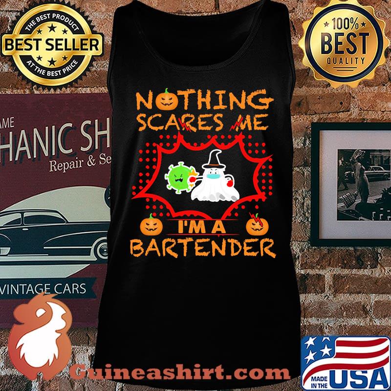 Nothing Scares Me I'm A Bartender Coronavirus Pumpkin Halloween Shirt Tank top