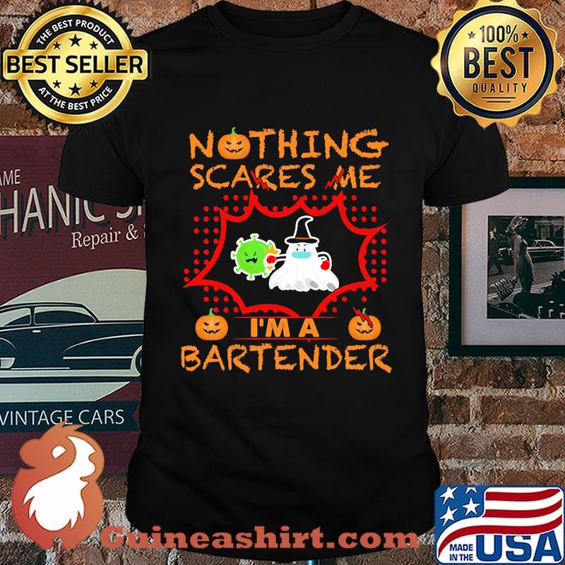 Nothing Scares Me I'm A Bartender Coronavirus Pumpkin Halloween Shirt