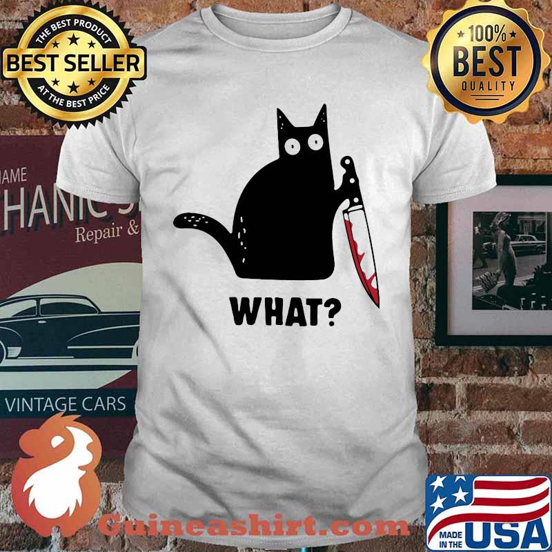 Official Cat what murderous black cat with knife shirt