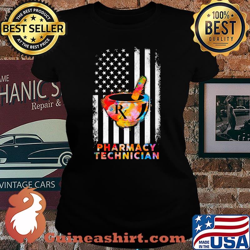 Official Pharmacy Technician American Flag Independence Day Shirt Laides tee