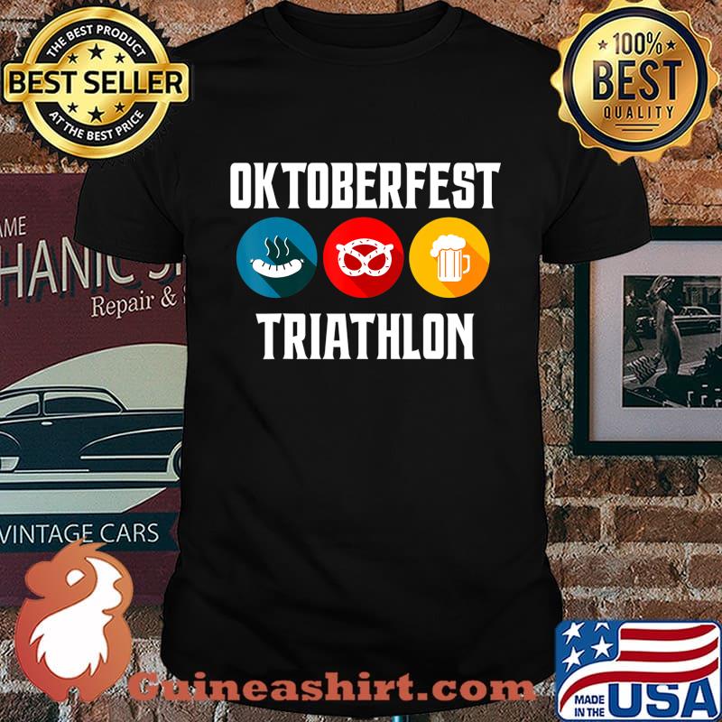 Oktoberfest Triathlon Funny Bavarian Beer Pretzels and Brat T-Shirt