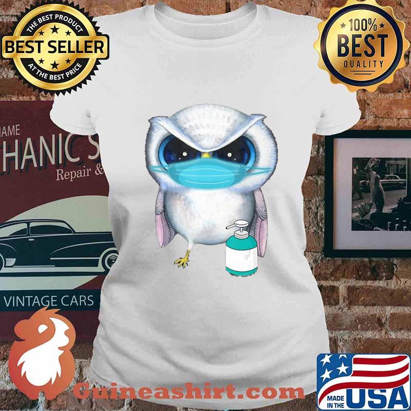 Owl Face Costume wearing a Face Mask Halloween T-Shirt Ladies tee