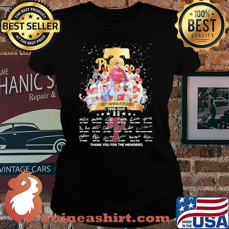 Philadelphia phillies 130th anniversary 1890 2020 thank you for the memories signatures s Laides tee