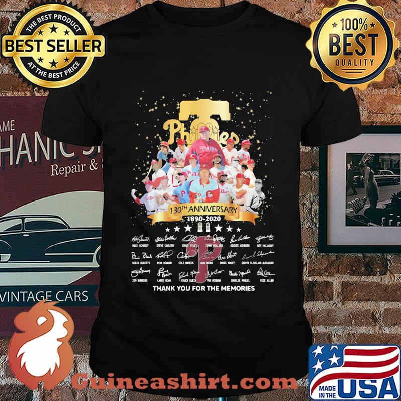 Philadelphia phillies 130th anniversary 1890 2020 thank you for the memories signatures shirt