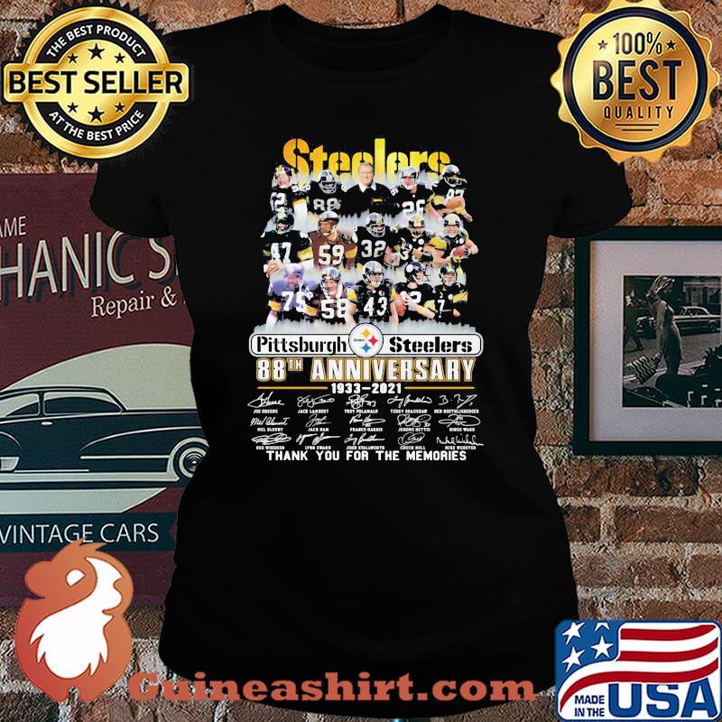 Pittsburgh steelers 88th anniversary 1933 2021 thank for the memories signatures s Laides tee