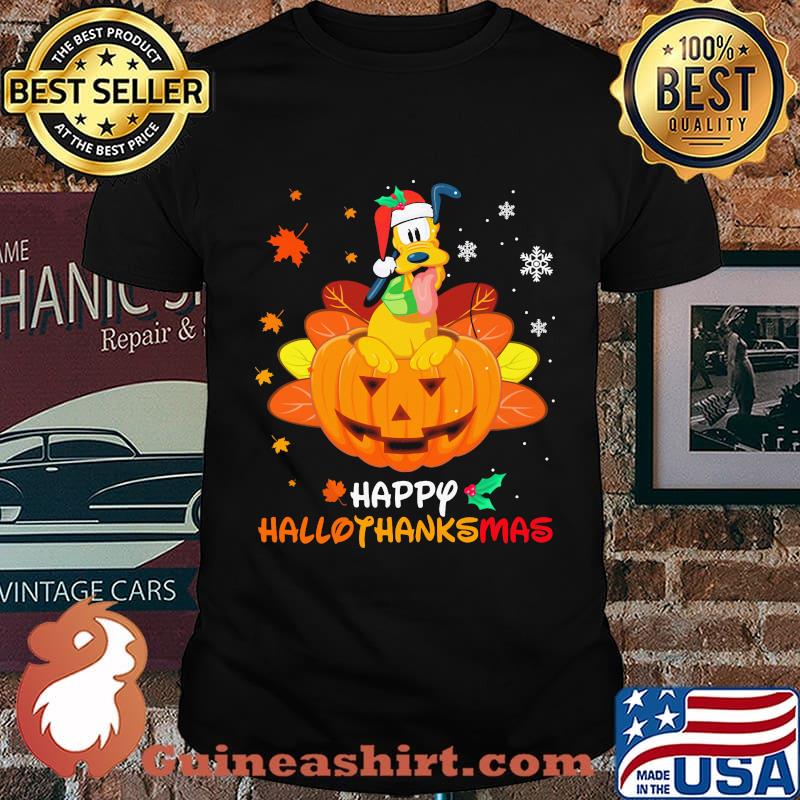 Pluto happy hallothanksmas halloween thanksgiving christmas shirt