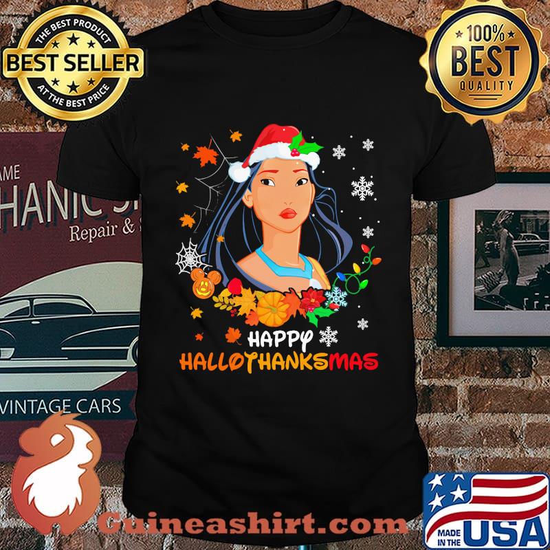 Pocahontas happy hallothanksmas halloween thanksgiving christmas shirt