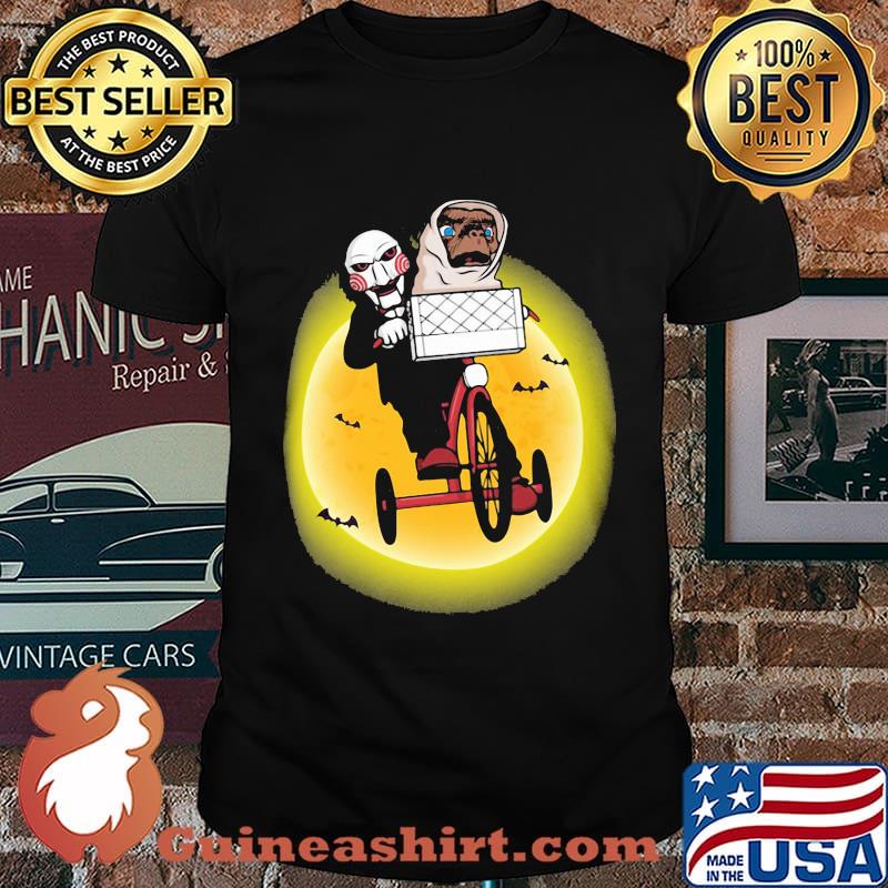 Poor e.t. lol. jigsaw took his bike happy halloween shirt