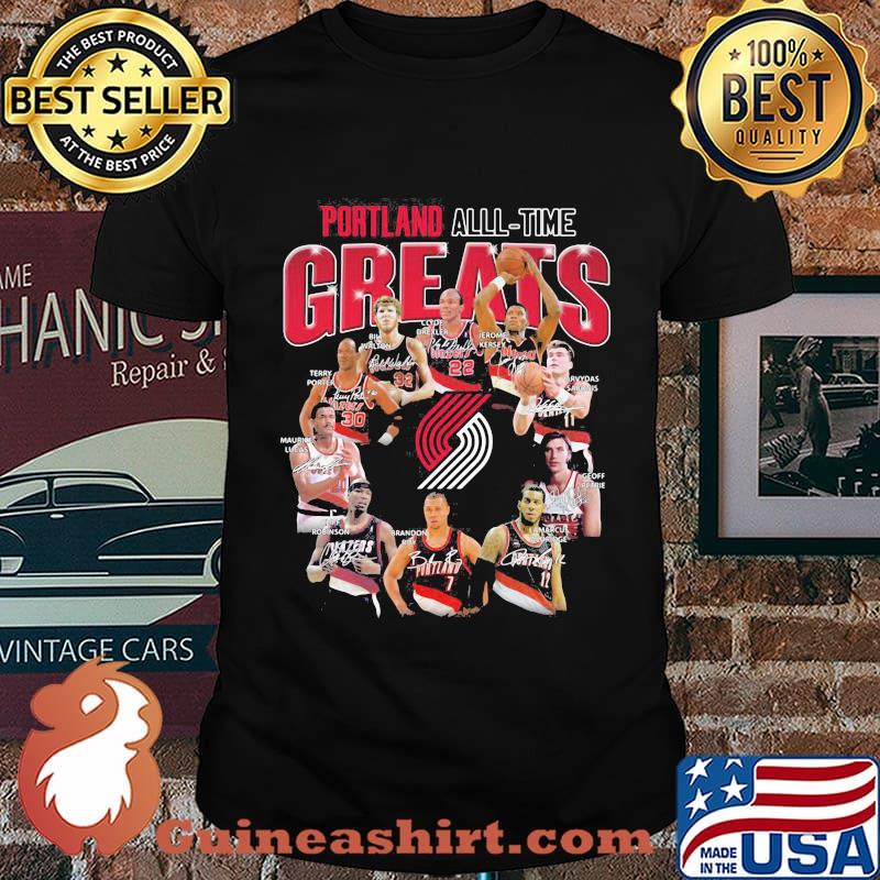Portland trail blazers all-time greats signatures shirt