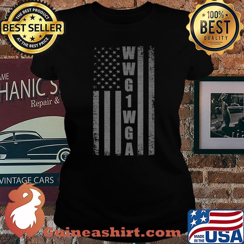 QAnon Shirt WWG1WGA US Flag Retro Q Anon T-Shirt Laides tee