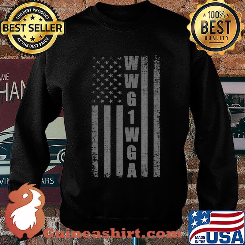 QAnon Shirt WWG1WGA US Flag Retro Q Anon T-Shirt Sweater