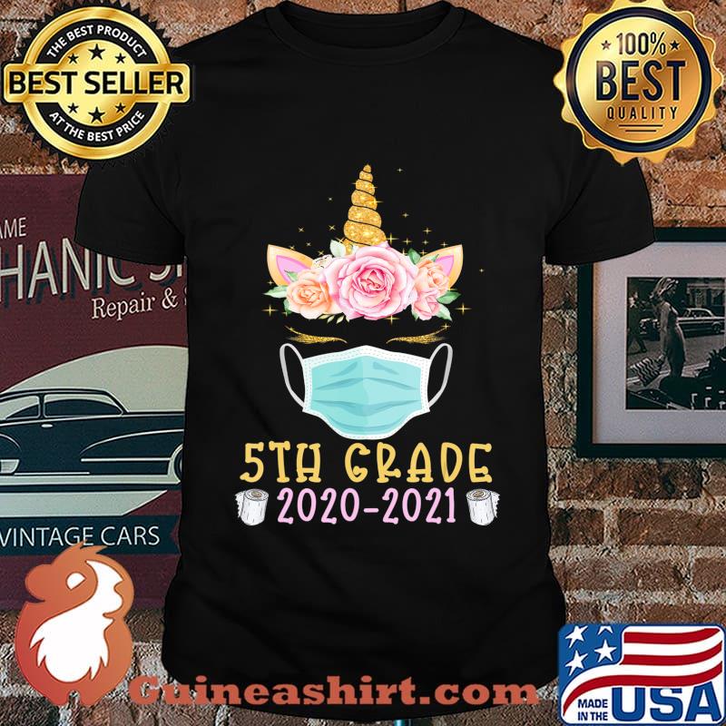 Quarantine Unicorn Fifth Grade 2020 School Social Distance T-Shirt