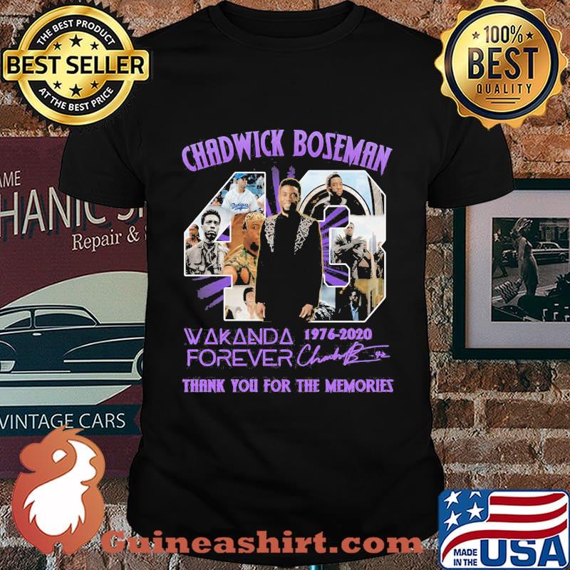 Rip chadwick 43 wakanda forever 1976 2020 thank you for the memories signature shirt