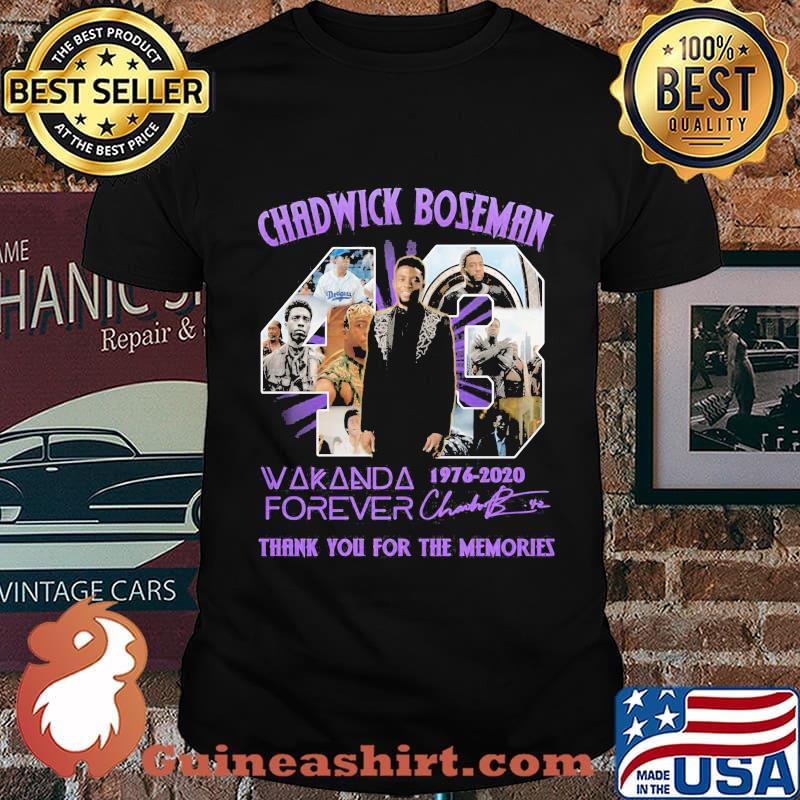 Rip chadwick 43 wakanda forever 1976 2020 thank you for the memories signatures shirt