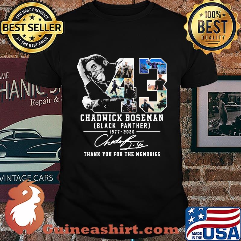 Rip chadwick 43 wakanda forever black panther 1976 2020 thank you for the memories signature shirt