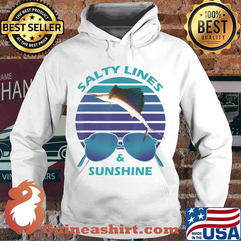 Salty Lines & Sunshine Retro Sunset with Marlin T-Shirt Hoodie