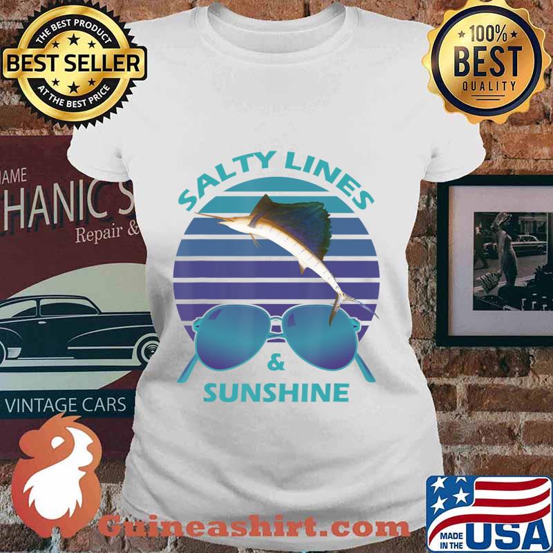 Salty Lines & Sunshine Retro Sunset with Marlin T-Shirt Ladies tee