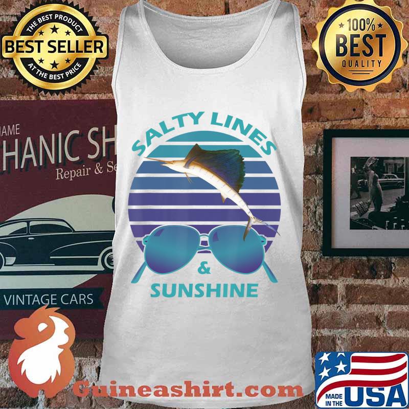 Salty Lines & Sunshine Retro Sunset with Marlin T-Shirt Tank top