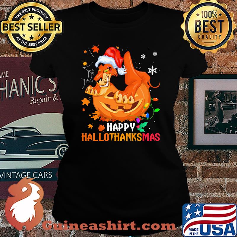 Scar happy hallothanksmas halloween thanksgiving christmas s Laides tee