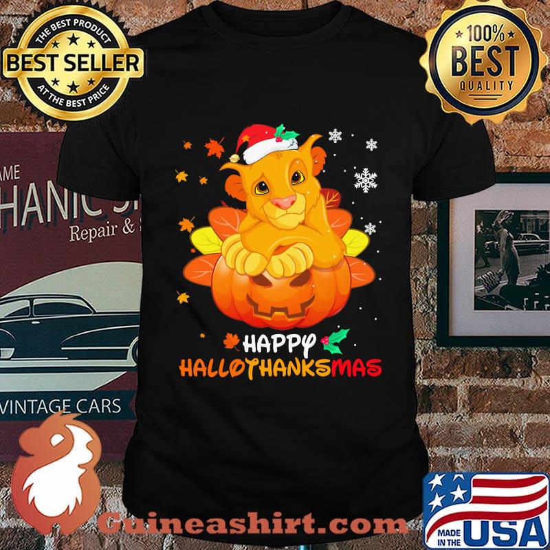 Simba happy hallothanksmas halloween thanksgiving christmas shirtSimba happy hallothanksmas halloween thanksgiving christmas shirt