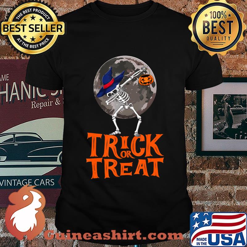 Skeleton Dab Trick Or Treat Shirt Women Funny Halloween T-Shirt