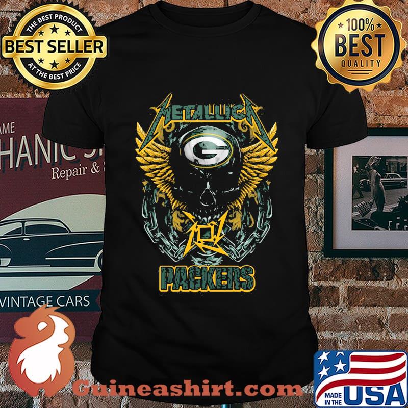 Skull wings metallica green bay packers shirt