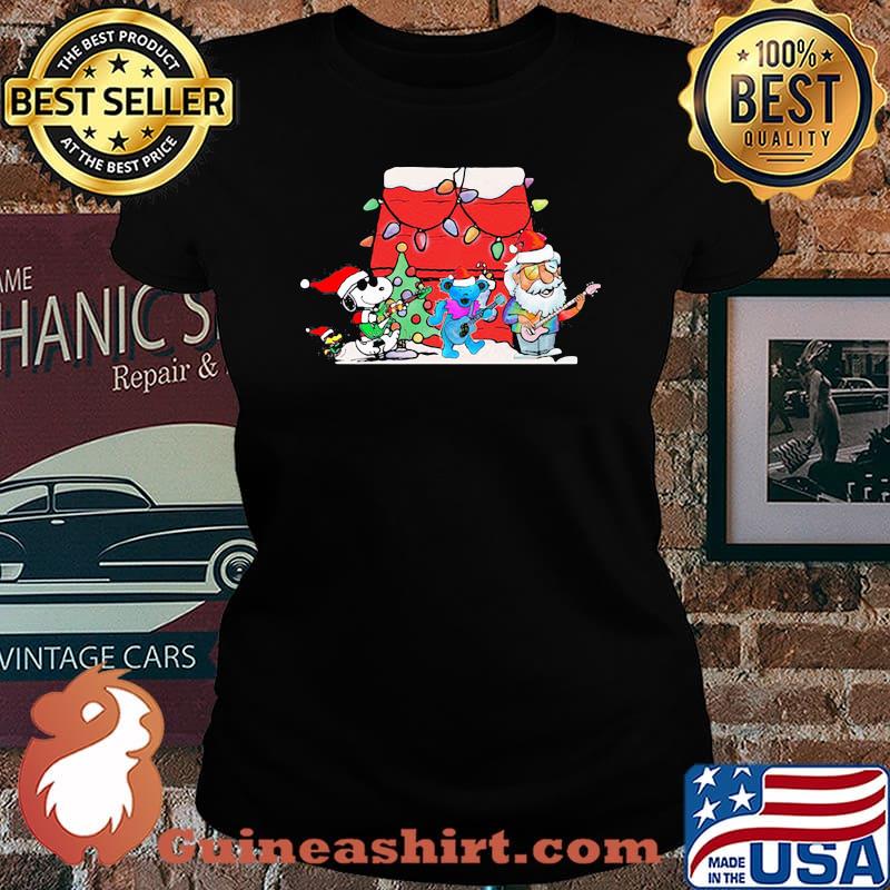 Snoopy and bears santa playing guitars merry christmas s Laides tee