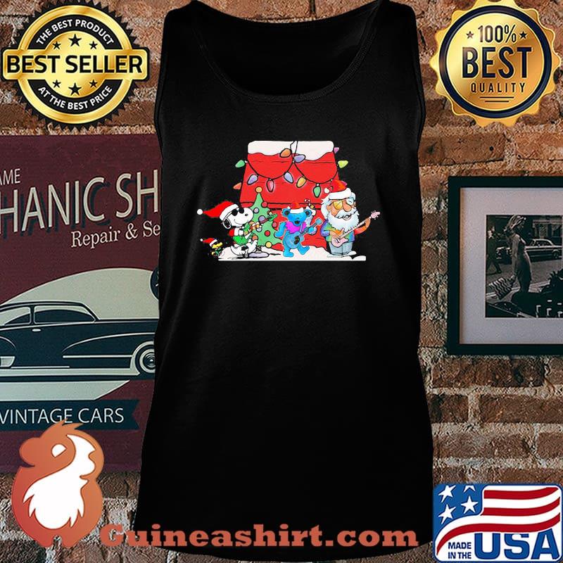 Snoopy and bears santa playing guitars merry christmas s Tank top