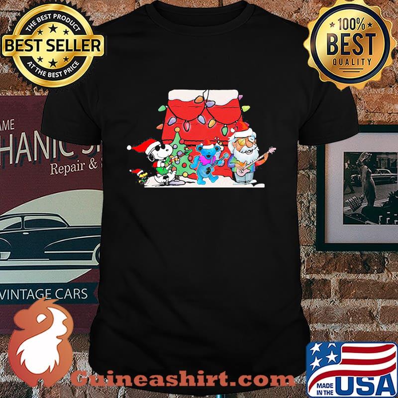 Snoopy and bears santa playing guitars merry christmas shirt