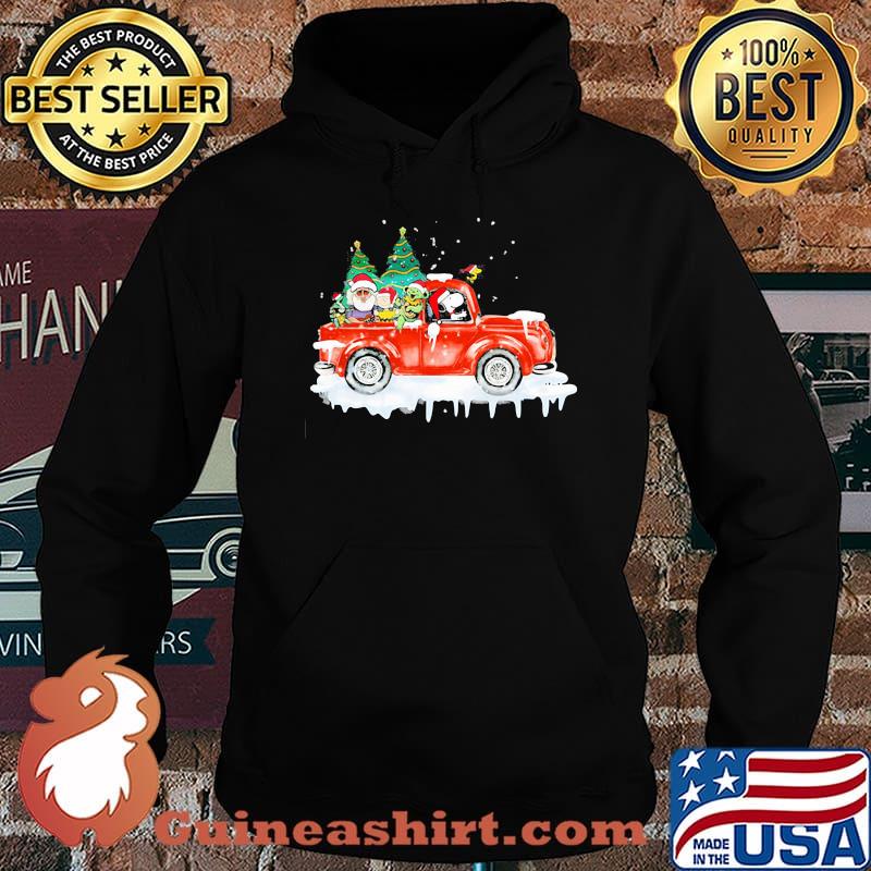 Snoopy bear and woodstock riding car vintage merry christmas lights s Hoodie