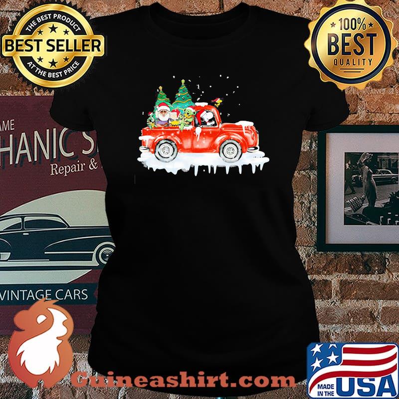Snoopy bear and woodstock riding car vintage merry christmas lights s Laides tee