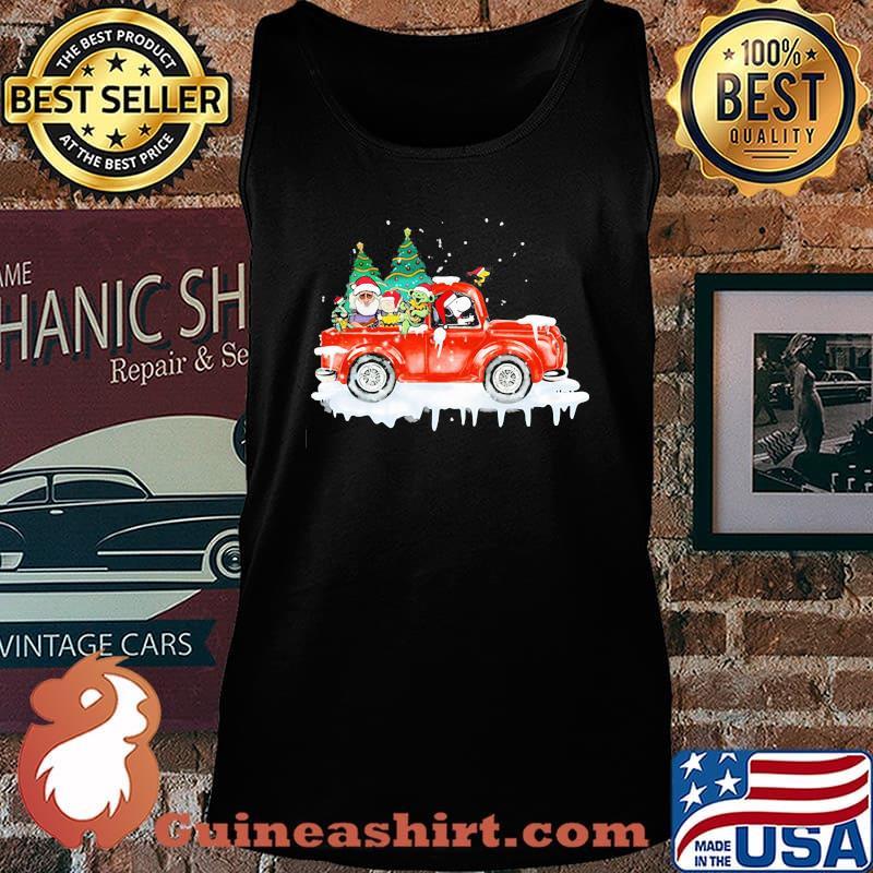 Snoopy bear and woodstock riding car vintage merry christmas lights s Tank top