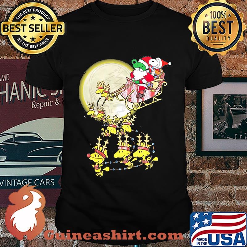 Snoopy bear santa and woodstock merry christmas shirt