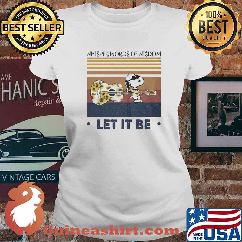 Snoopy guitar sunflowers whisper words of wisdom let it be vintage retro s Ladies tee
