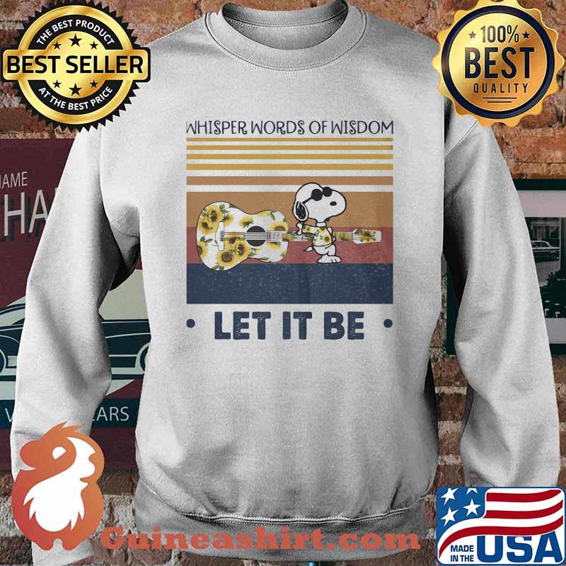Snoopy guitar sunflowers whisper words of wisdom let it be vintage retro s Sweater