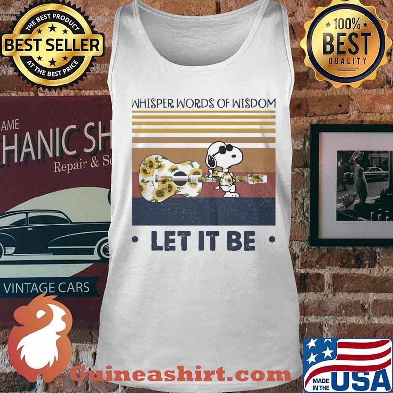 Snoopy guitar sunflowers whisper words of wisdom let it be vintage retro s Tank top